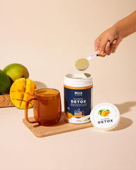 Bella All Natural Extreme Detox Mango glass ready-to-mix presentation