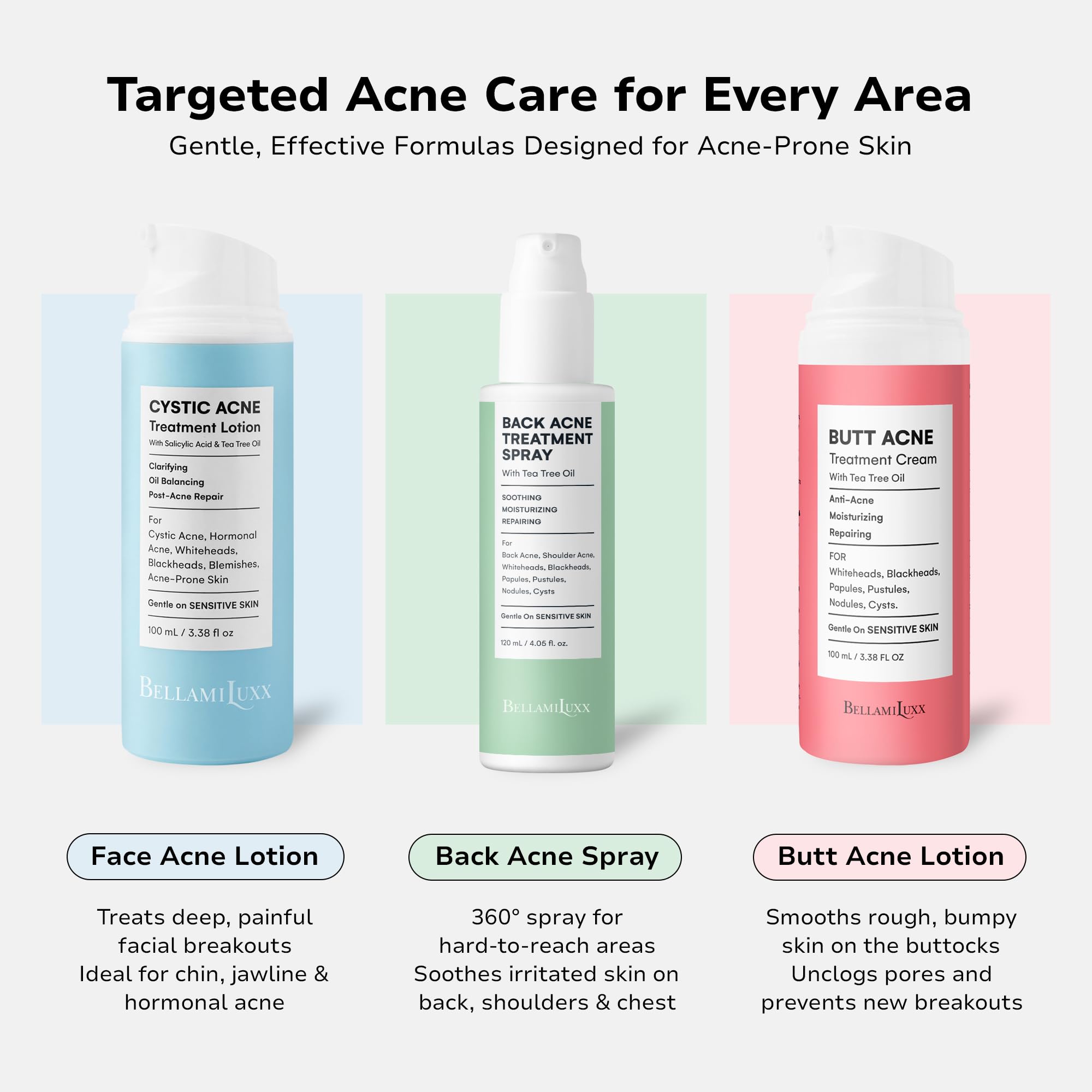 BellamiLuxx quick-absorb application on clean skin for daily use.