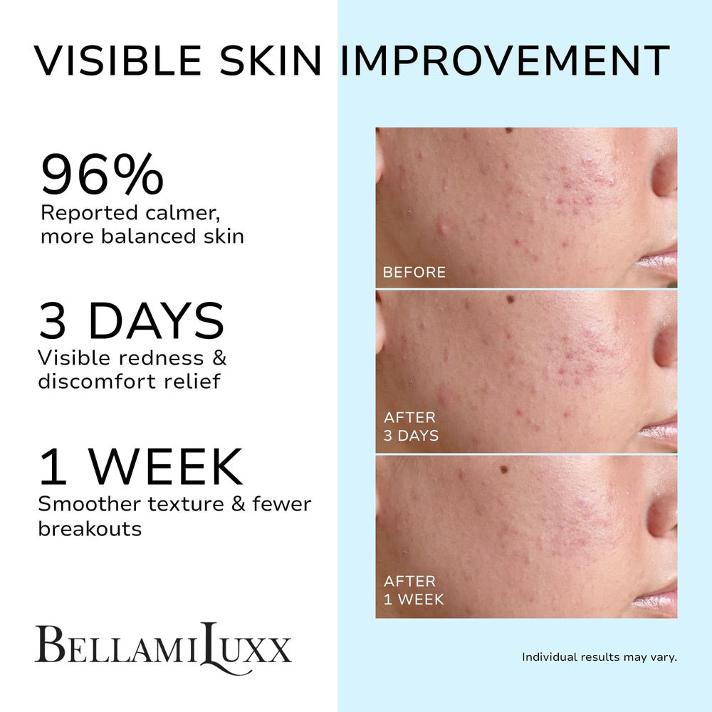 BellamiLuxx tea tree oil ingredient shot highlights natural antiseptic benefits.