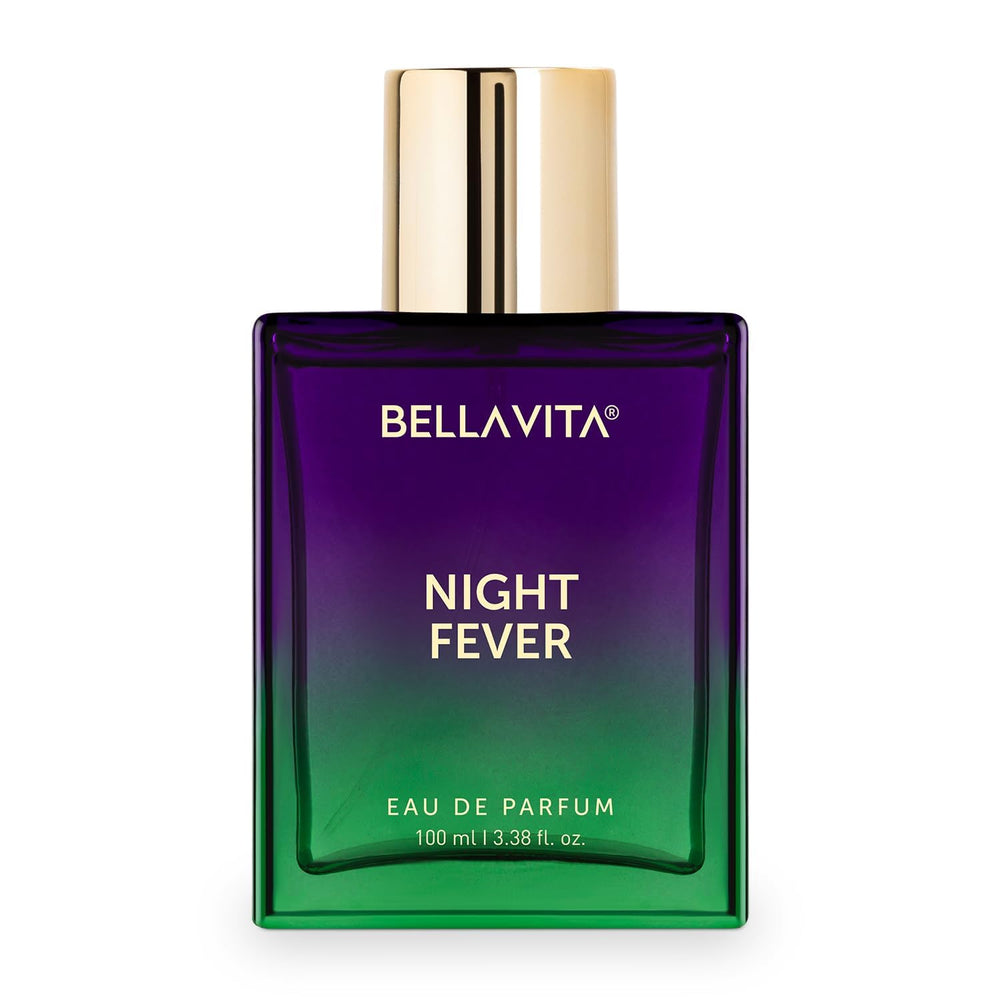 Bellavita Night Fever bottle front view with a long-lasting unisex fragrance.