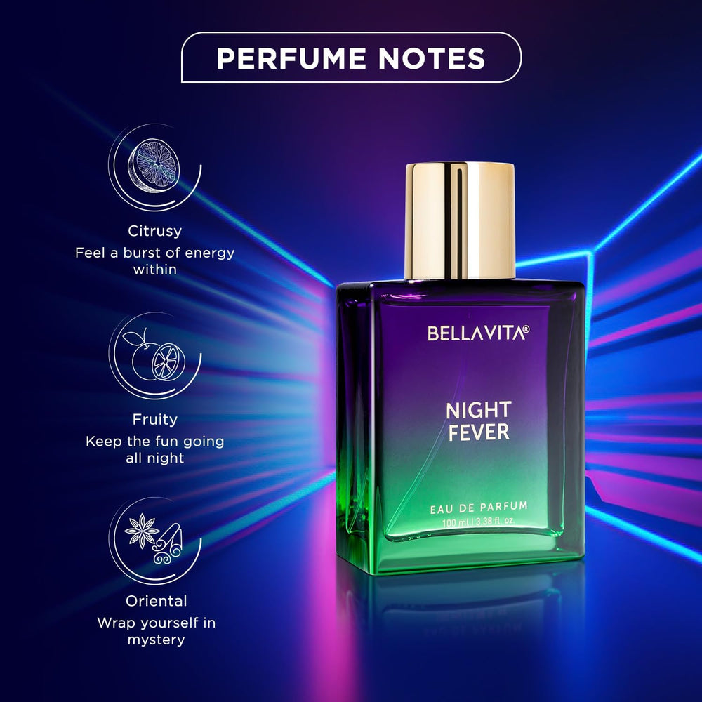 Bellavita Night Fever packaging box suggests gift-ready presentation and premium quality.