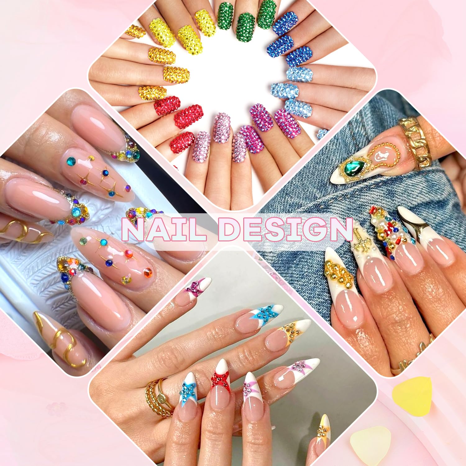 BELLEBOOST colorful 2-3mm gems offer varied textures for unique nail designs.