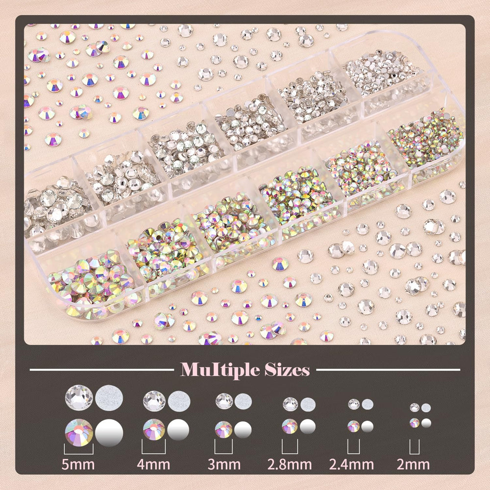 BELLEBOOST mixed-color rhinestones in a handy box for versatile nail design.