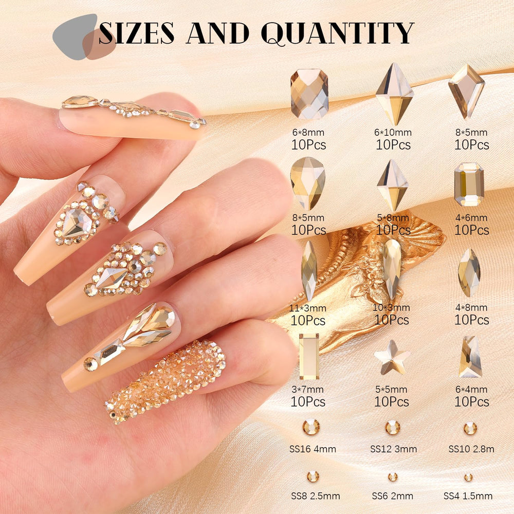 BELLEBOOST round rhinestones in multiple sizes for a lasting manicure sparkle