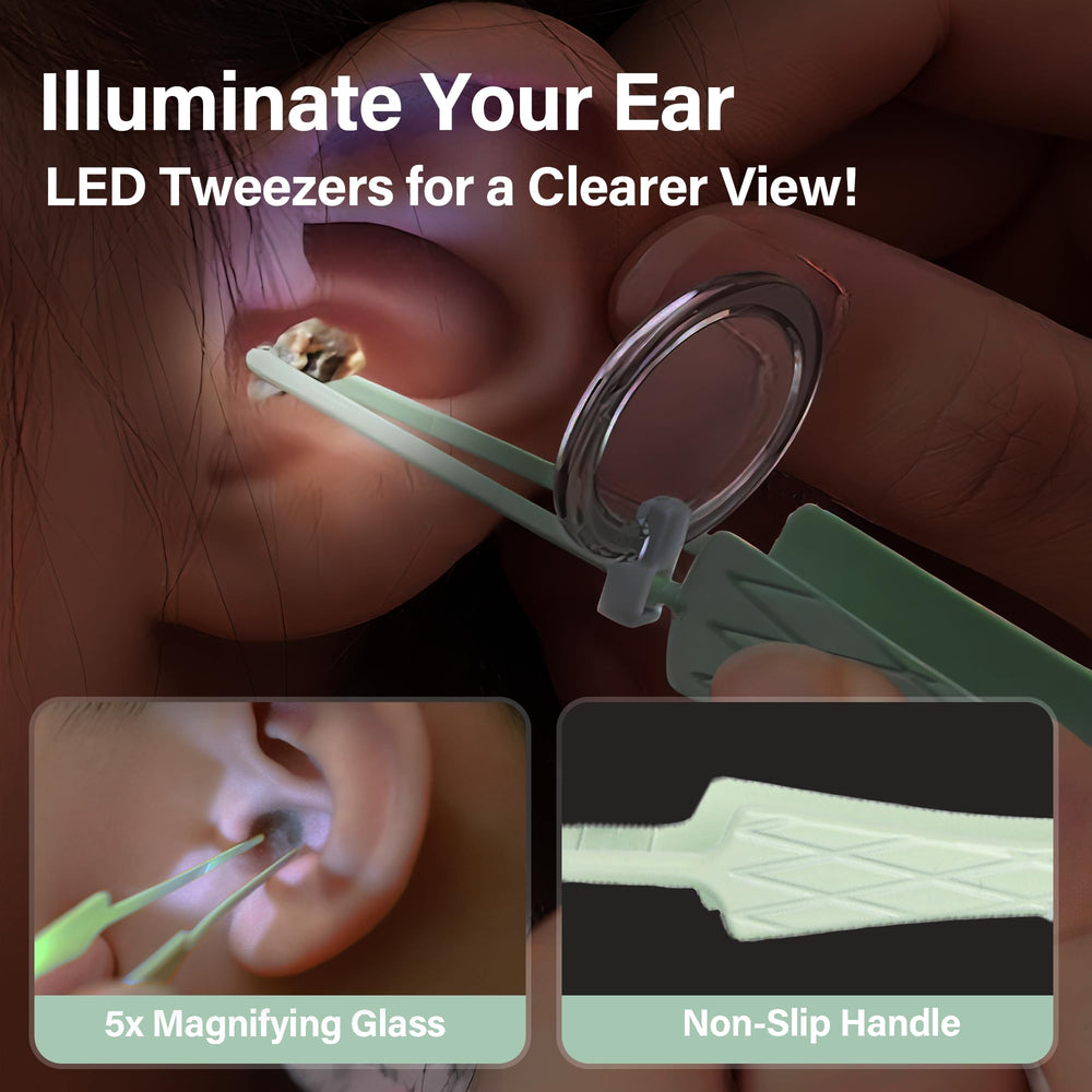 BELLESHOW ear tweezers with magnifier for accurate wax removal.