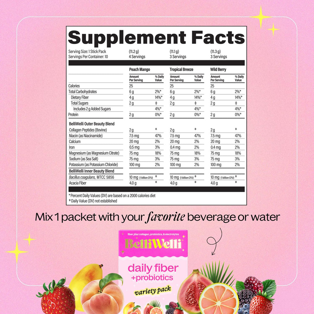 Belli Welli daily gut health debloating support in stickpack form