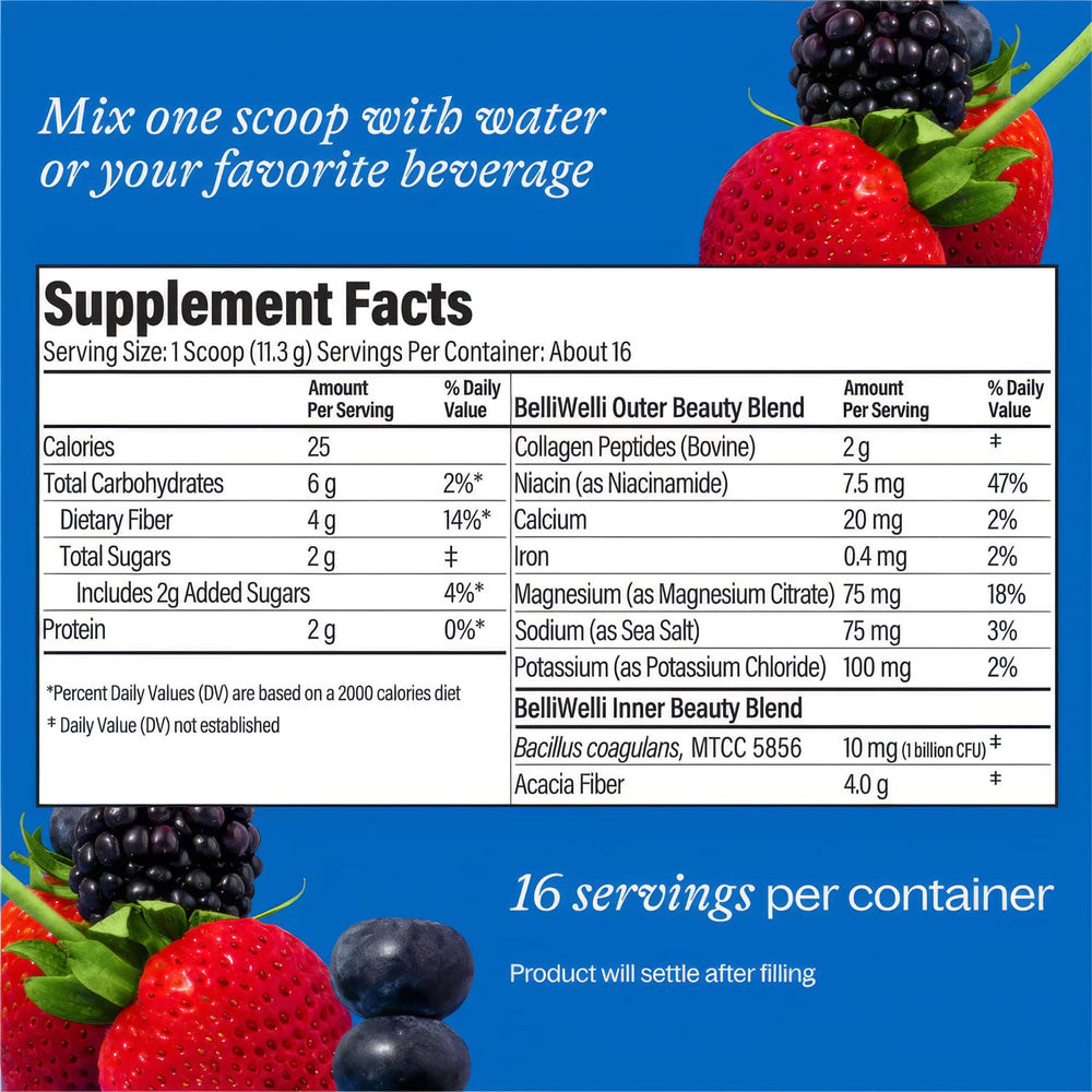 Belli Welli wild berry flavor, pleasant taste with a gut-friendly routine