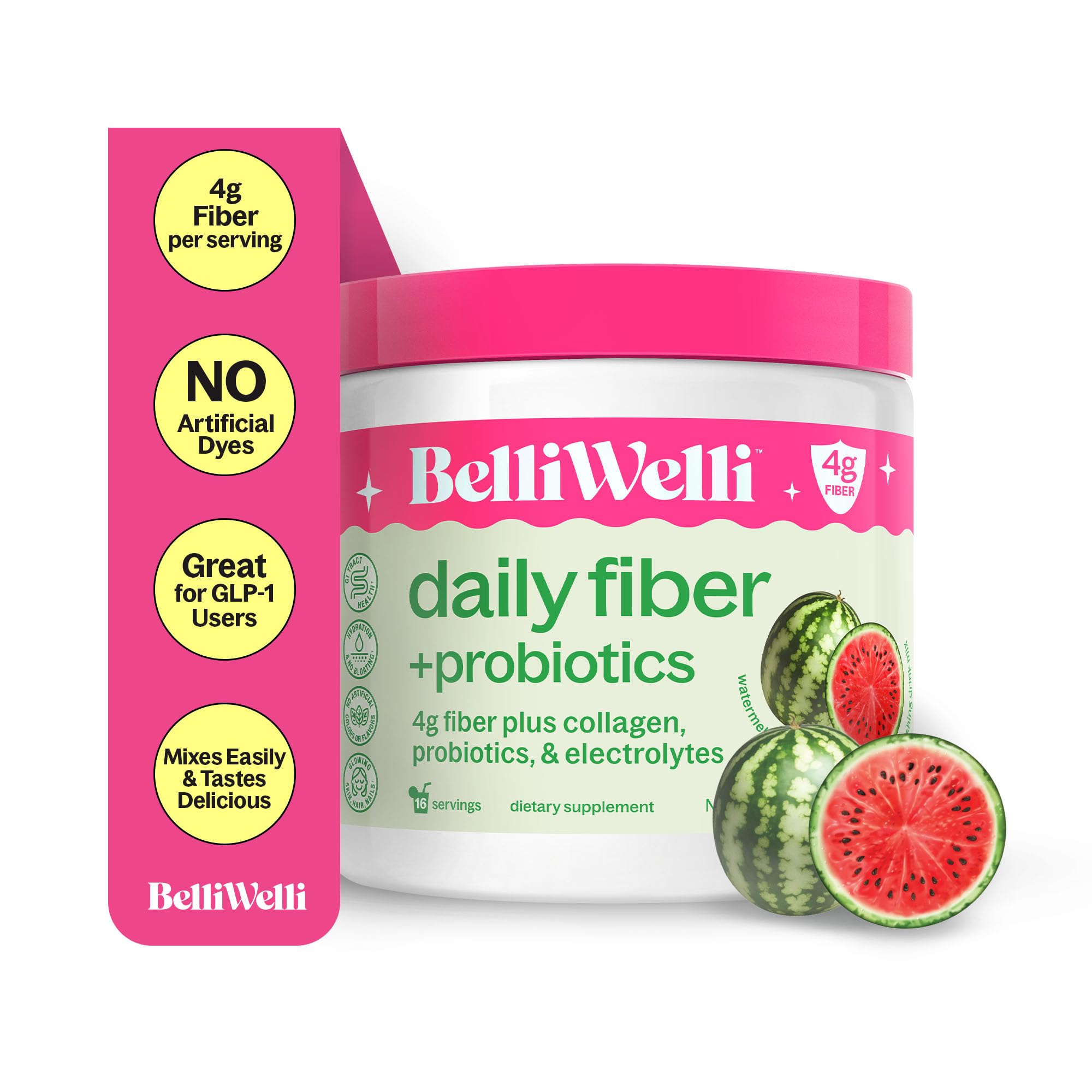 Belli Welli watermelon fiber powder dissolves smoothly for daily digestion support.
