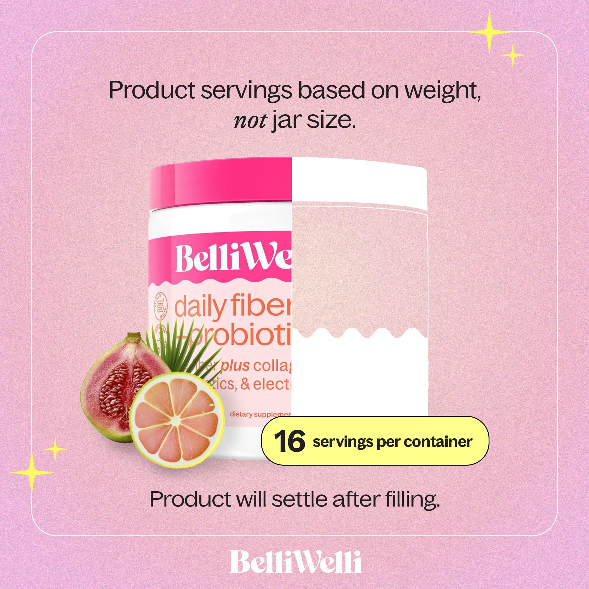 Belli Welli organic acacia fiber label closeup highlighting the prebiotic base.