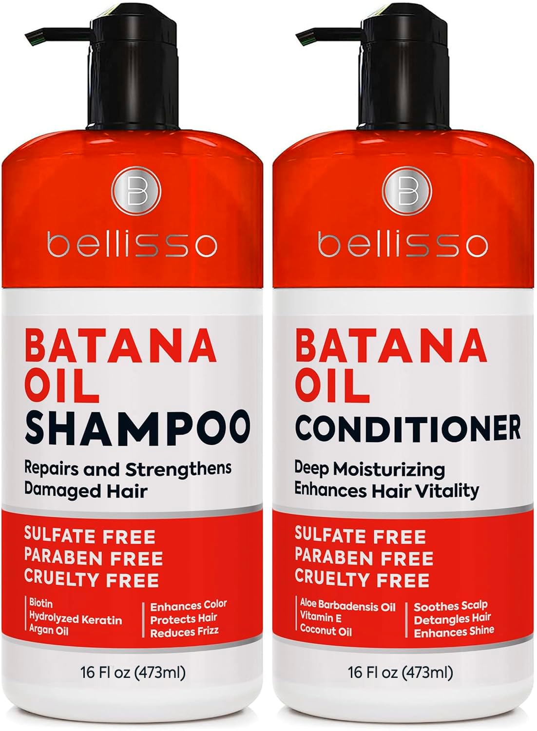 Bellisso Batana Oil Shampoo bottle front highlighting thickening formula for fuller hair