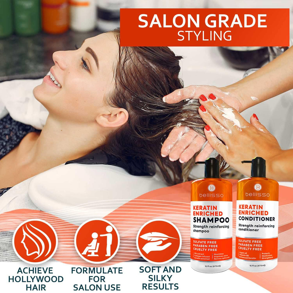 Bellisso color-treated hair care scene highlighting color-safe protection