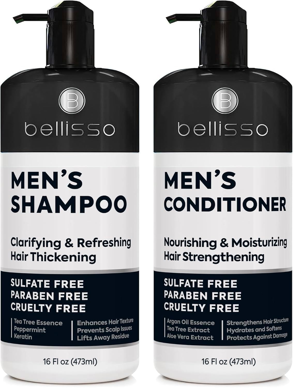 Bellisso mens shampoo bottle pour shows clarifying cleanse for oily hair