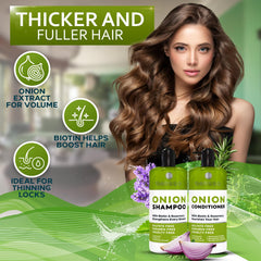 Bellisso Onion Conditioner bottle front highlighting conditioning power for smooth strands.