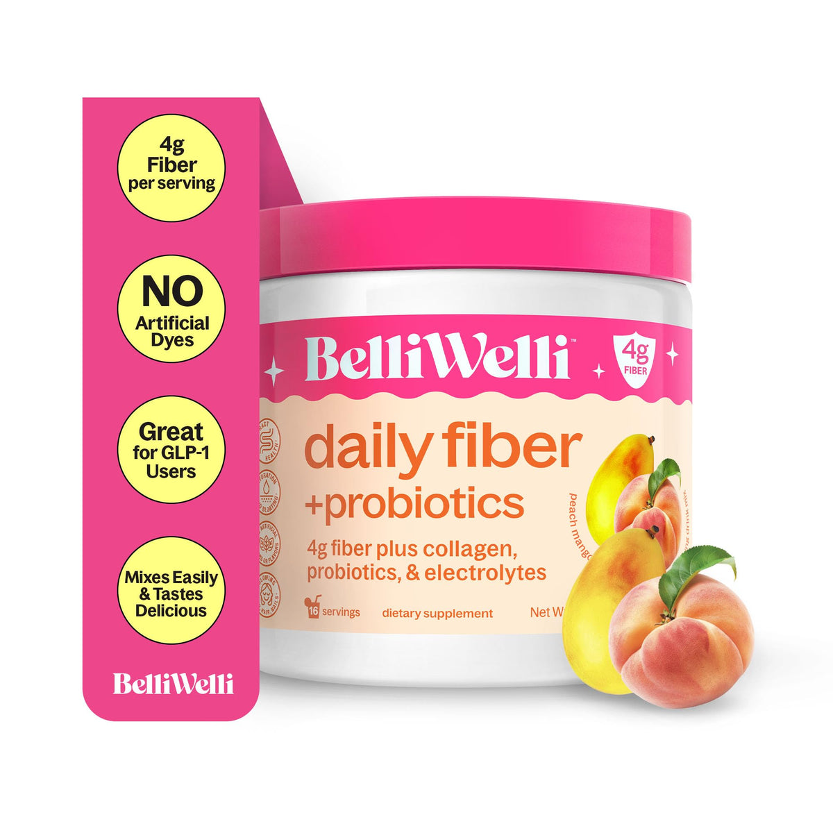 Belli Welli fiber powder tub with organic acacia for daily digestion support.
