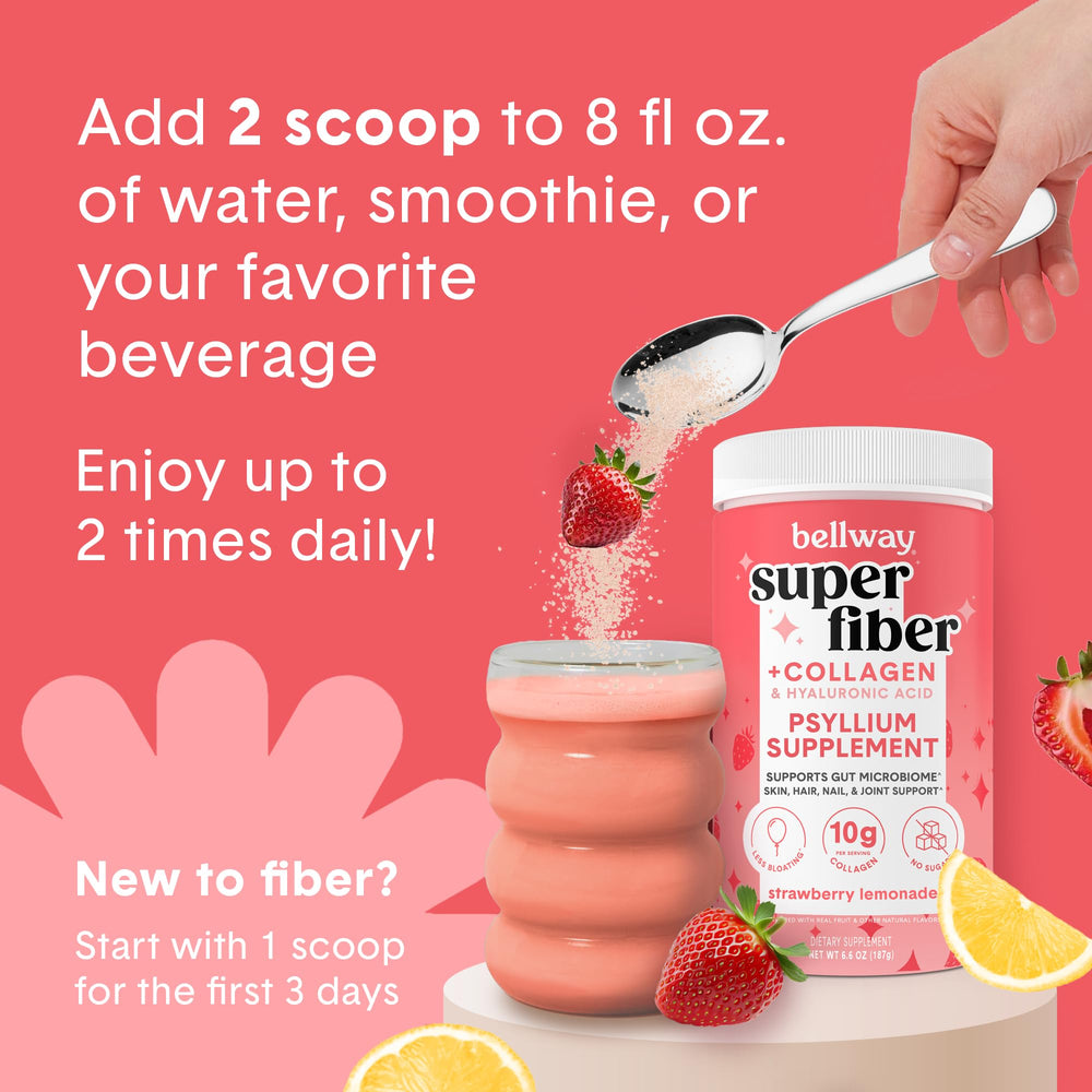 Bellway stir-and-drink fiber-collagen powder is easy to use daily