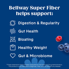 Bellway Super Fiber with fruit visuals signals berry flavor and sugar-free profile.