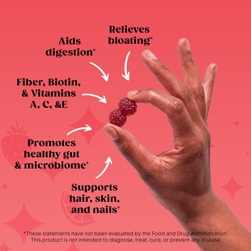 Bellway gummies beauty label closeup highlighting biotin and vitamins for hair and nails