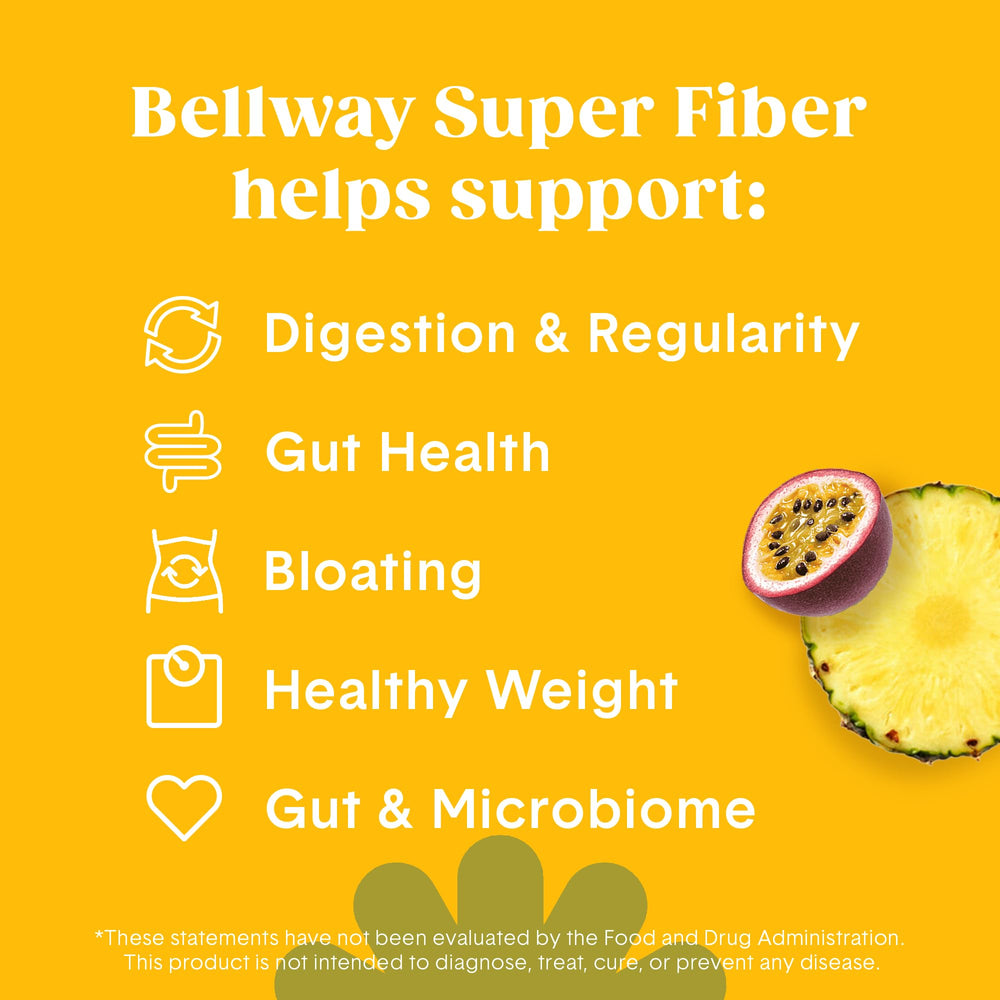 Bellway Super Fiber organic psyllium husk ingredient emphasizes natural gut-friendly fiber.