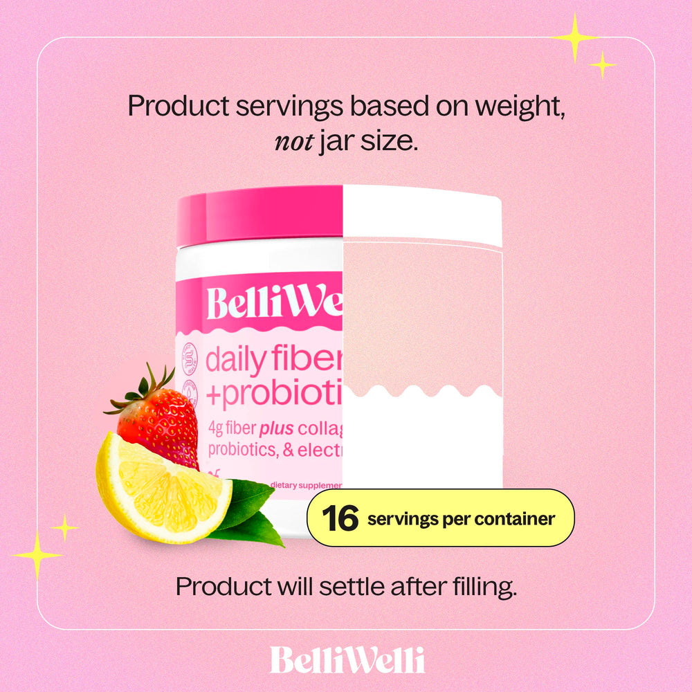 BellWelli Fiber with probiotics capsules signaling added gut-friendly ingredients.