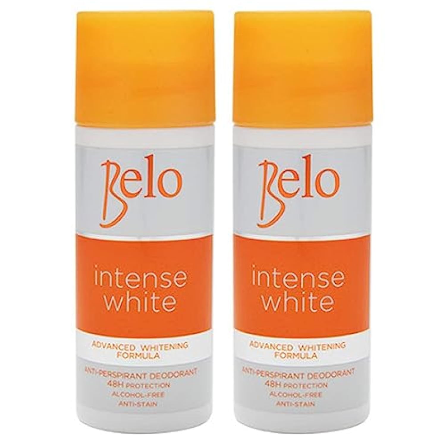 Belo Essentials Intense White deodorant bottle offers long-lasting protection.