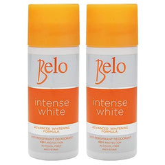 Belo Essentials Intense White deodorant bottle offers long-lasting protection.