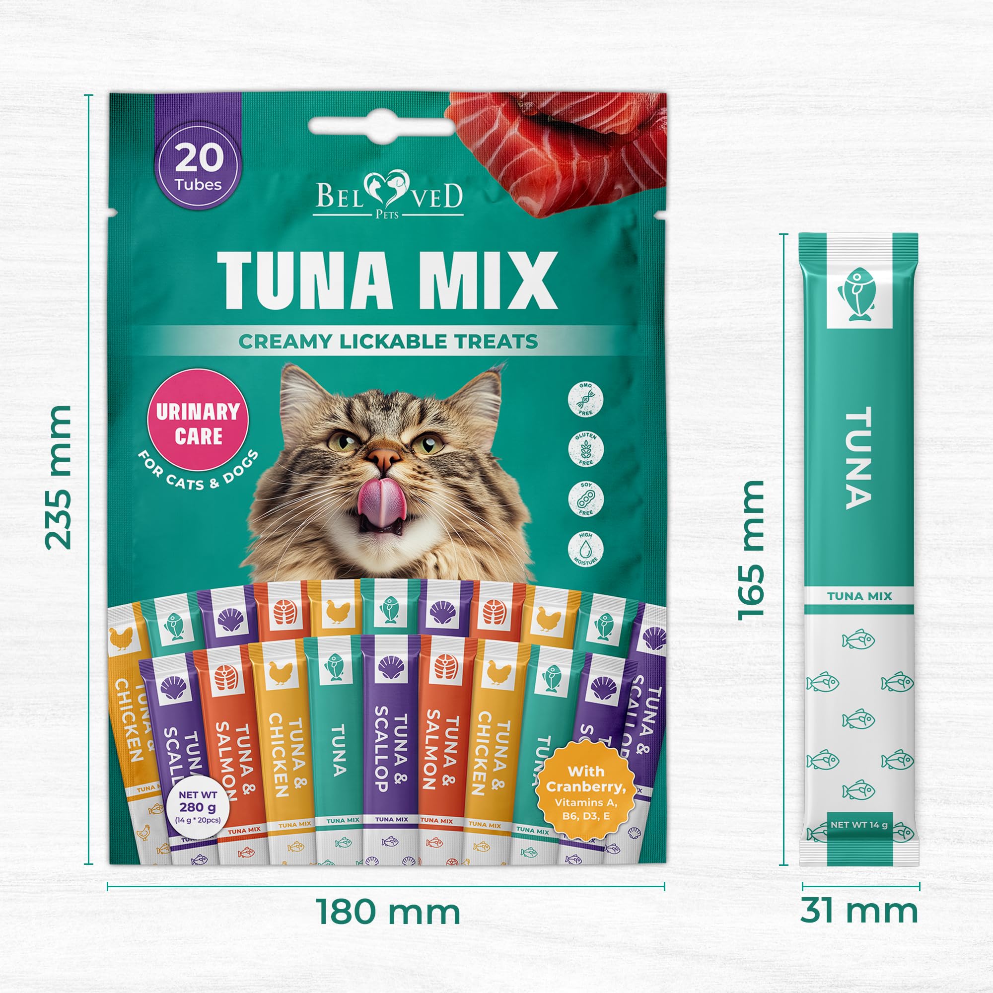 Beloved Pets bulk-pack 20 tubes, cost-effective option for daily sharing