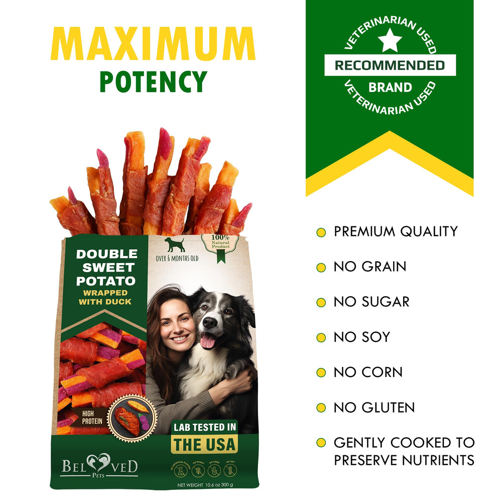 Beloved Pets grain-free dog chews safe for sensitive stomachs.