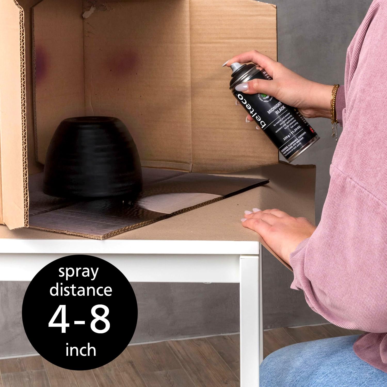 BELTECO Matte Black Spray Paint on wood delivers smooth, even color.