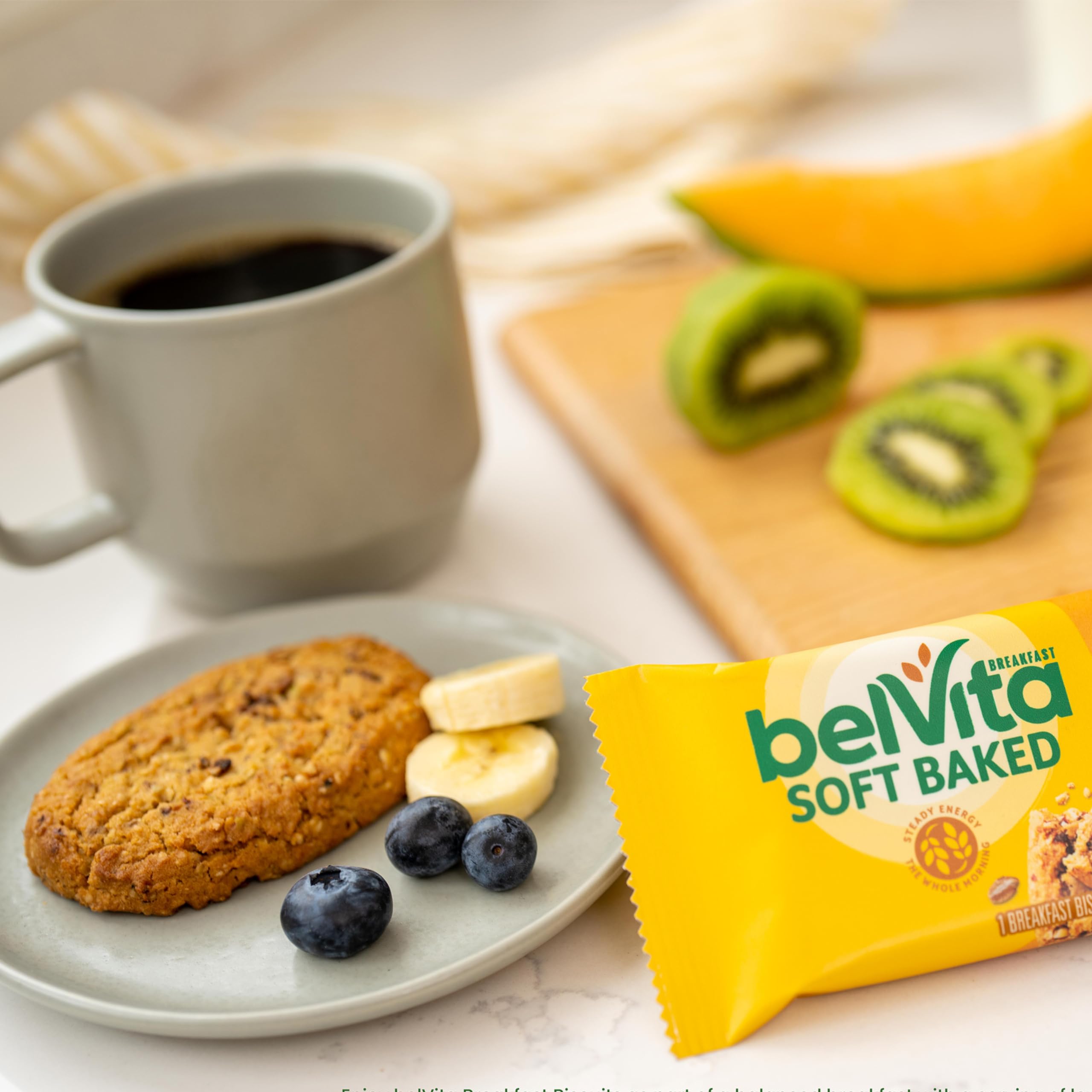 Belvita banana bread bar foil wrap, portable morning treat.