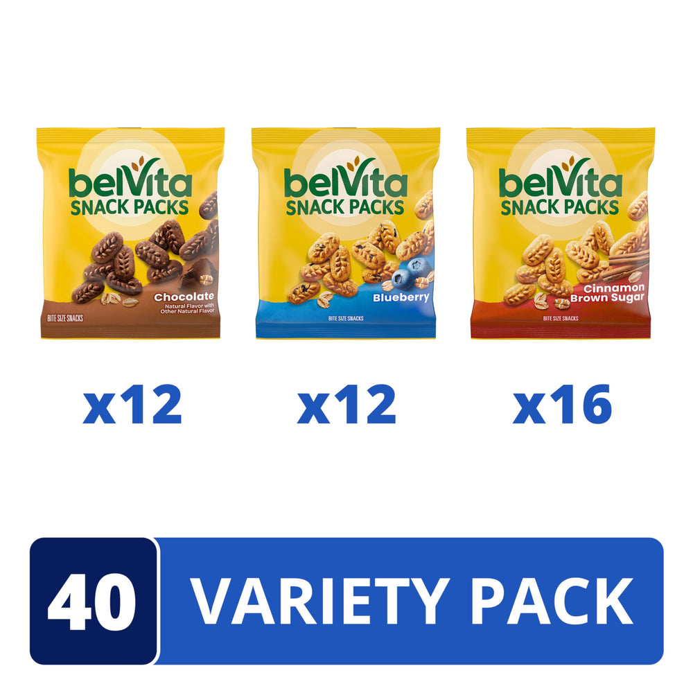 Belvita bites 40-count variety pack box, convenient shareable snack.