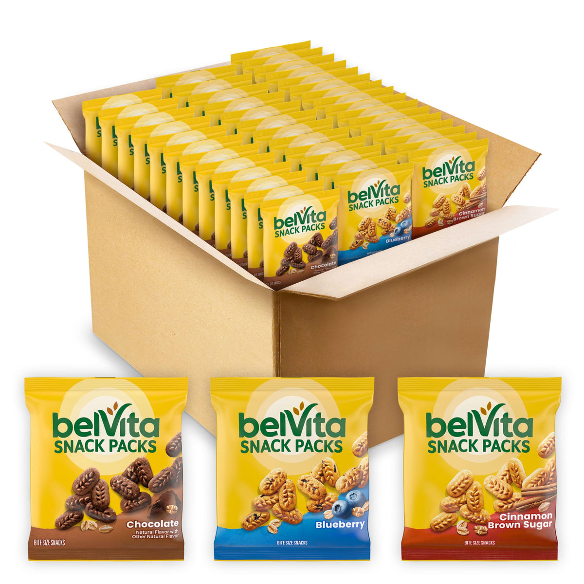 Belvita bites blueberry snack pack, on-the-go breakfast option with whole grains.