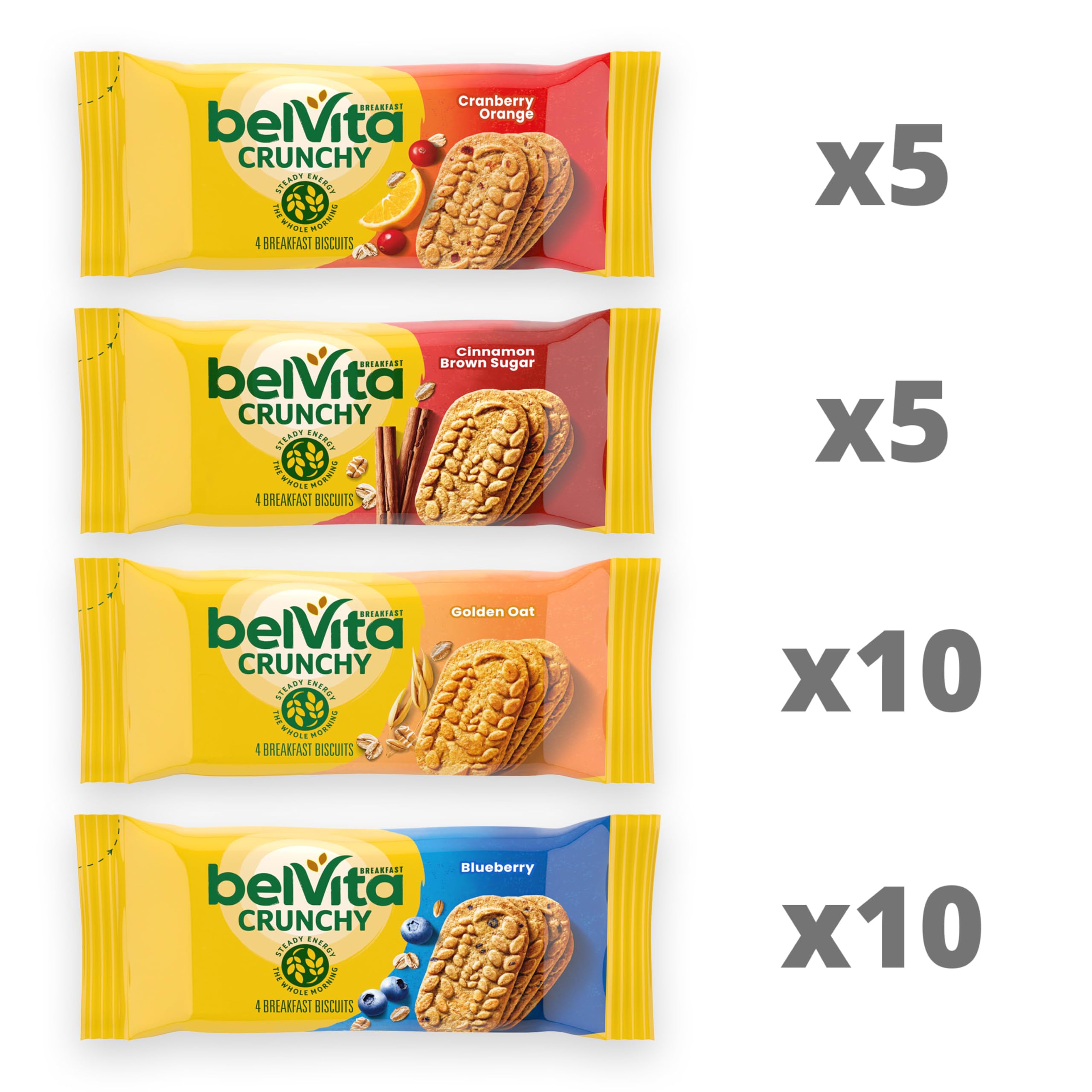 Belvita Breakfast Biscuits cinnamon brown sugar pack, warming aroma and satisfying crunch