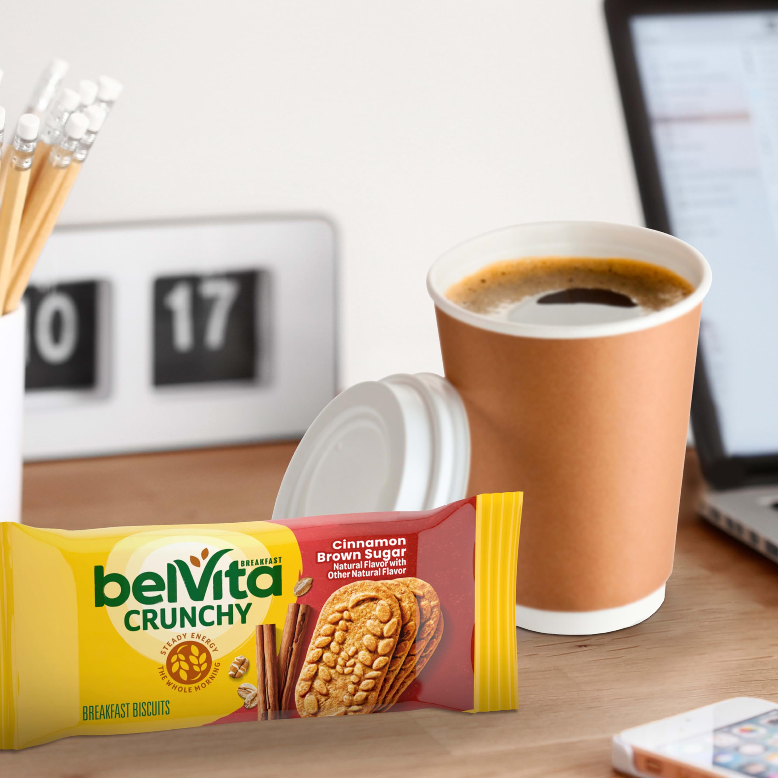 Belvita breakfast on-the-go packaging, ideal for busy mornings.