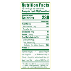 Belvita breakfast sandwich cross-section shows dark chocolate creme and wholesome grains.