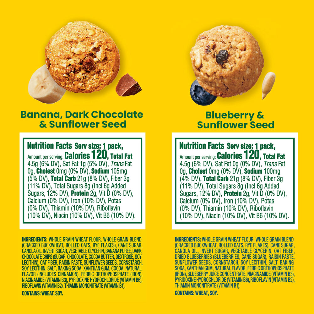Belvita Blueberry and Sunflower Seed bites in pouch for a fruity energy boost.