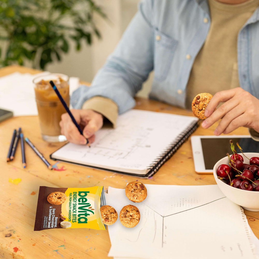 Kosher and Non-GMO Project Verified Belvita snack bites.