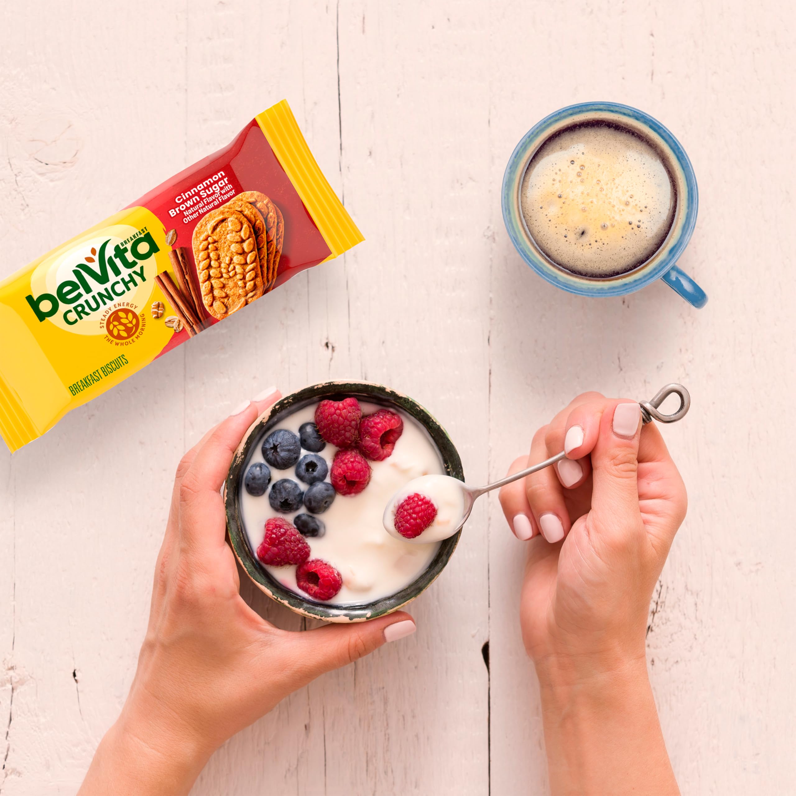 Belvita slow-release carbs breakfast biscuit close-up illustrating steady energy