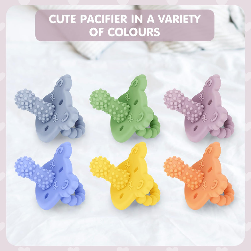BEMEI silicone teether pacifier in pink, BPA-free chewable relief for babies.