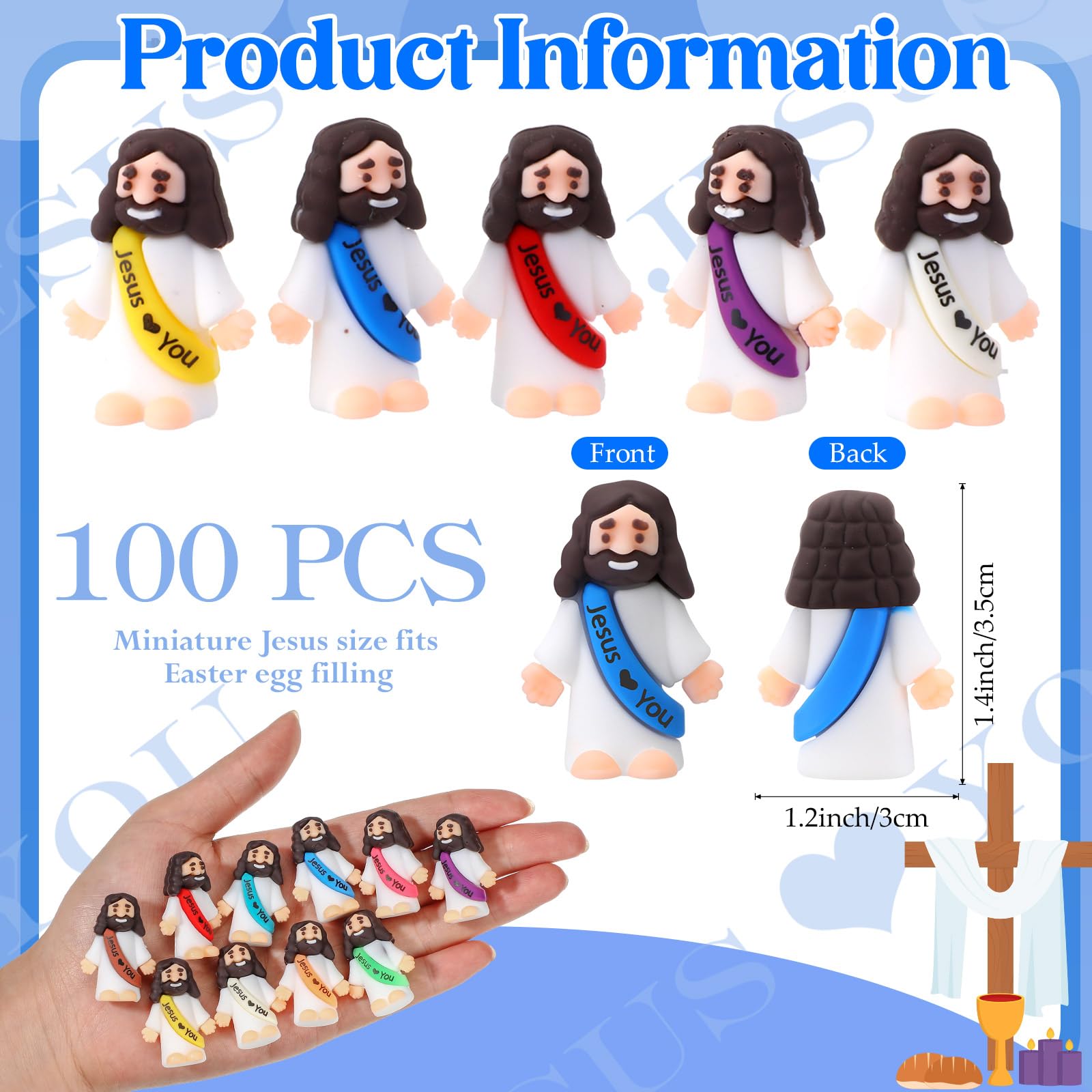 Bememo Jesus loves you figurines closeup showing smooth rubber texture.