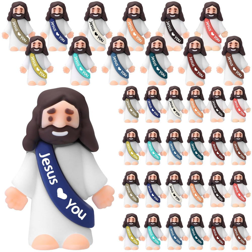 Bememo little Jesus figures in multicolor cassocks for Easter egg hunts