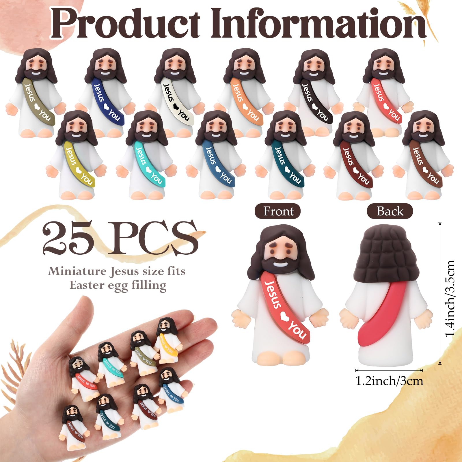 Bememo multicolor miniature Jesus figures made of durable rubber with smooth finish