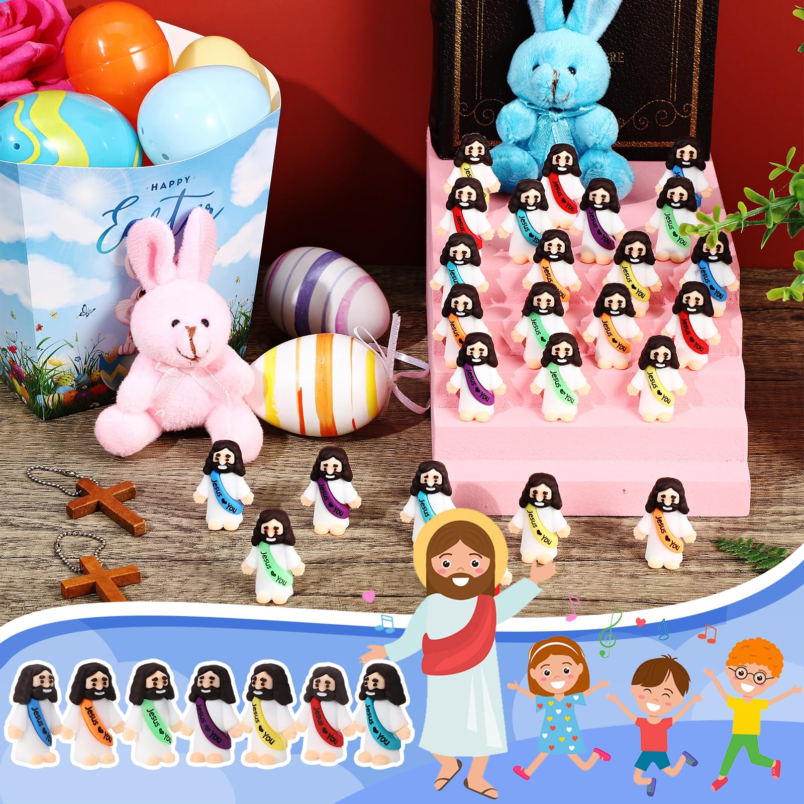 Bememo rubber Jesus figurines durable for Easter egg hunts
