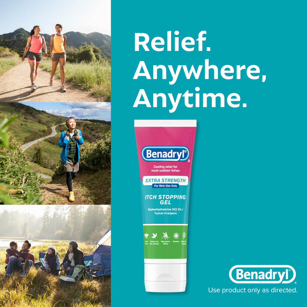 Benadryl diphenhydramine-based formula as topical analgesic ingredient.