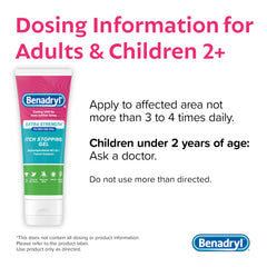 Benadryl gel dispense cap positioned for easy application.