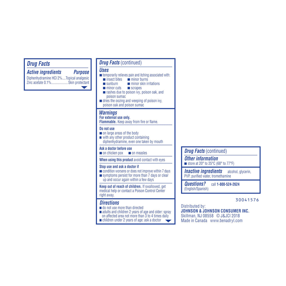 Benadryl itch relief spray on skin during outdoor use to soothe irritation.