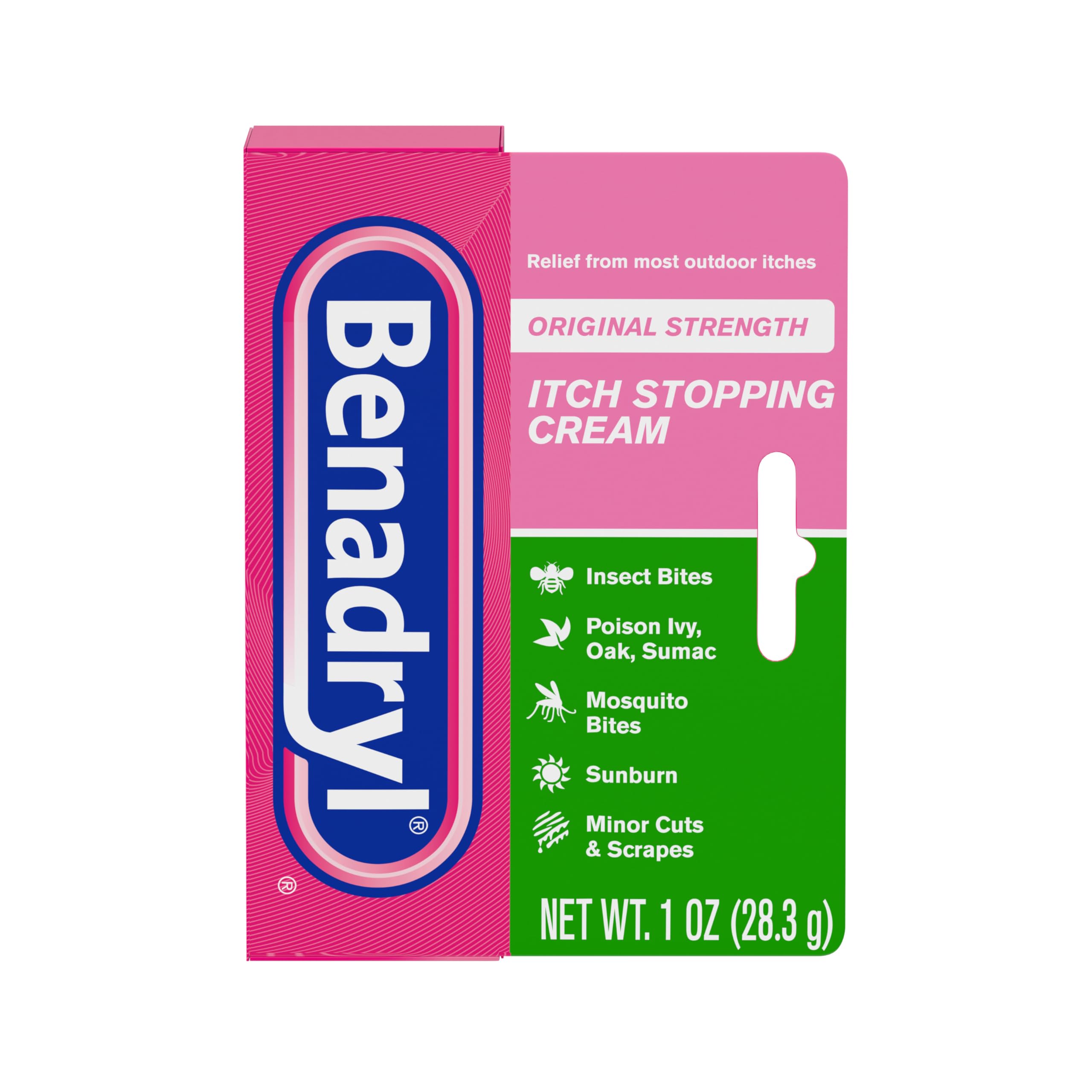 Benadryl original-strength anti-itch cream tube 1oz for quick skin itch relief