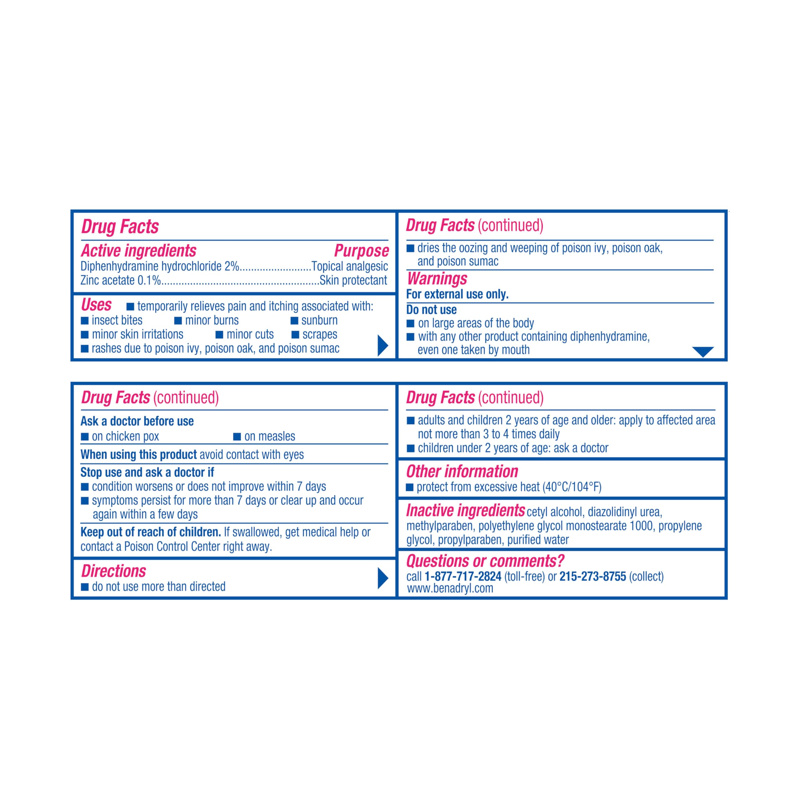 Benadryl sunburn-relief cream ideal for minor skin irritations.