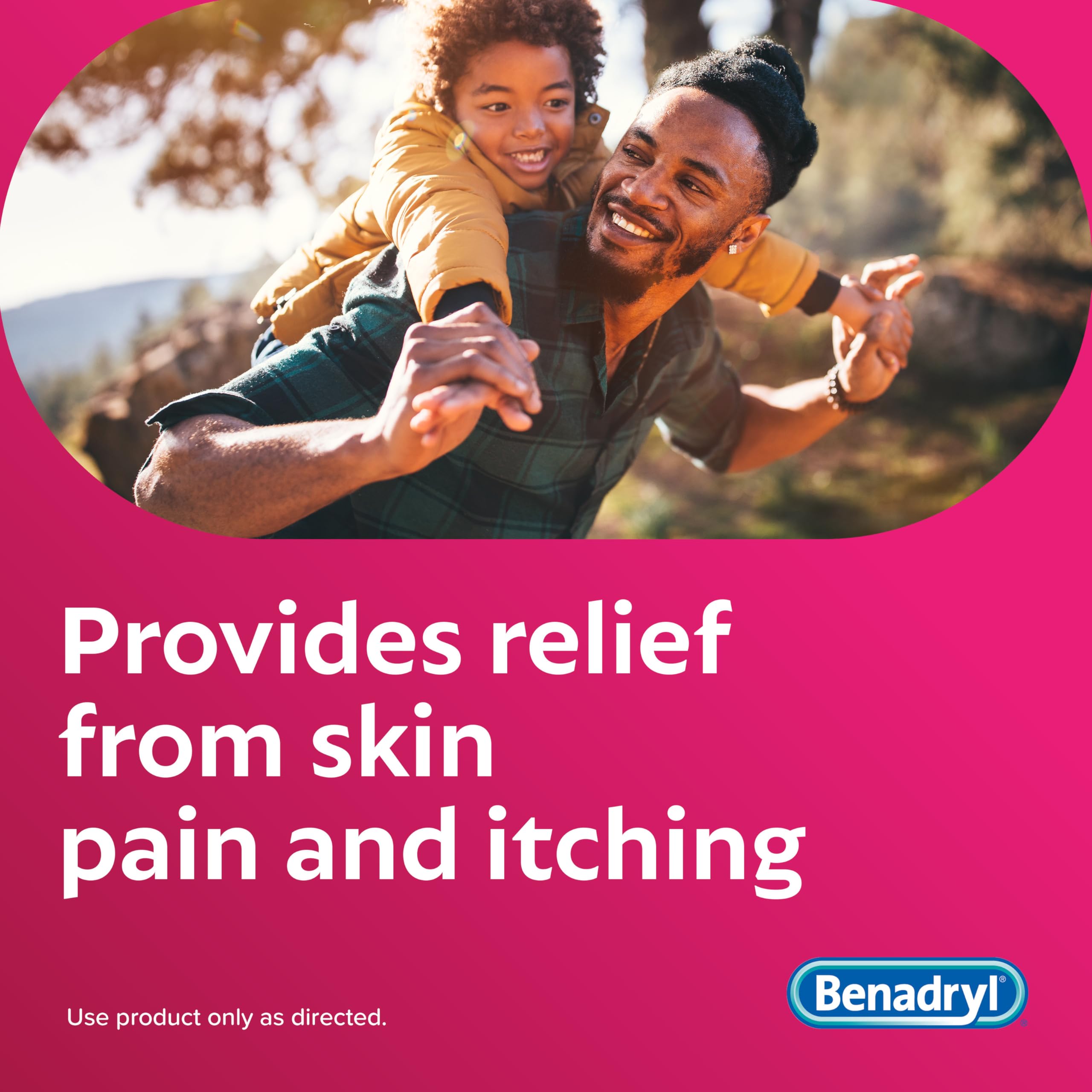 Travel-size Benadryl spray ideal for camping and hiking kits.