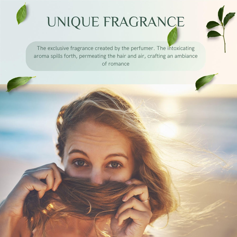 Benatu hair perfume with ceramides and keratin nourishes and seals shine.