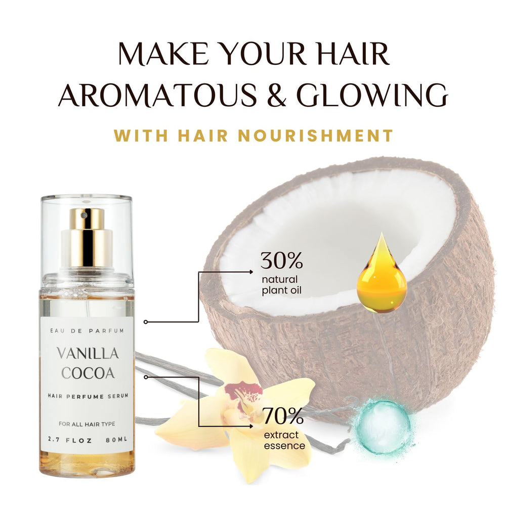 fragrance cloud from benatu hair perfume enveloping hair with vanilla cocoa scent
